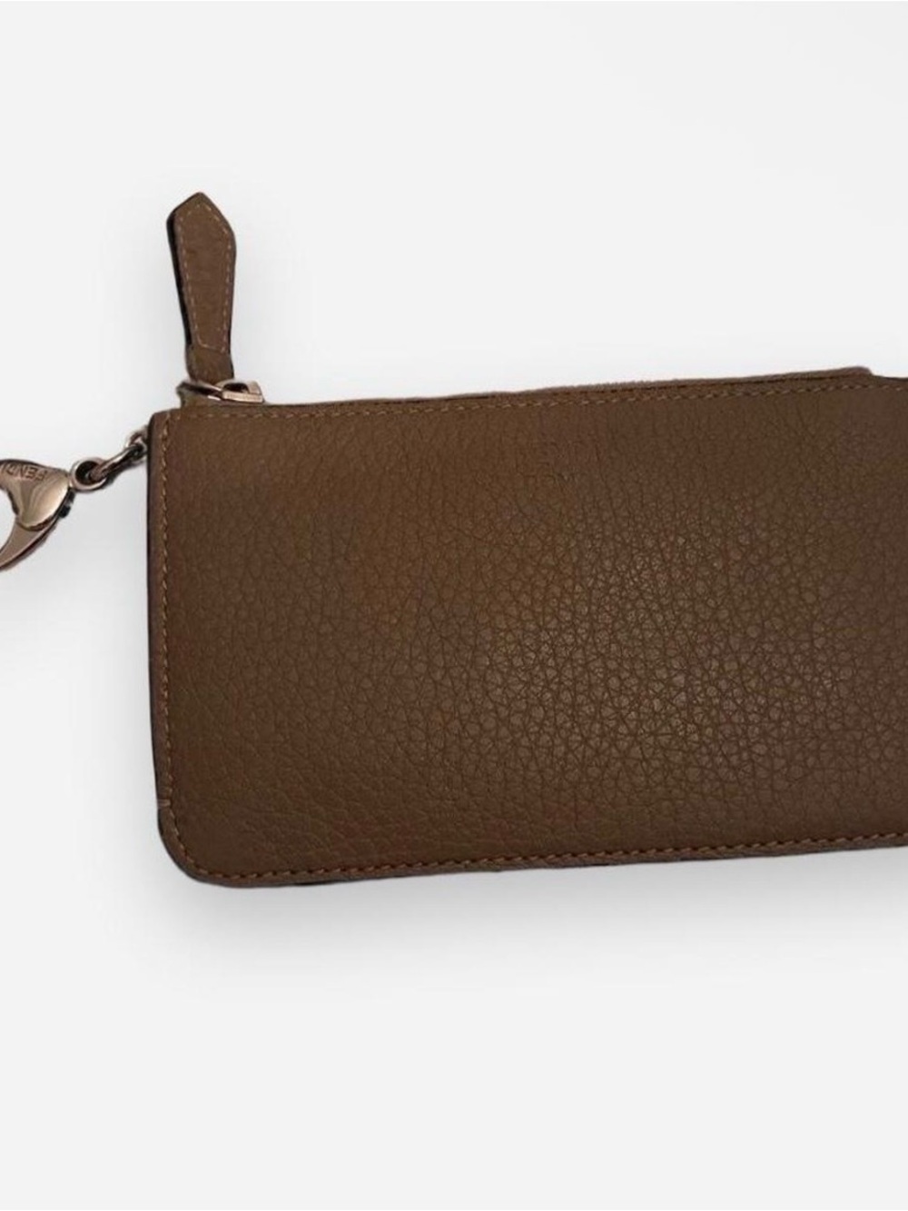 Fendi Calfskin Leather Vitello Cruise Coin Pouch Key Case in Tortora
